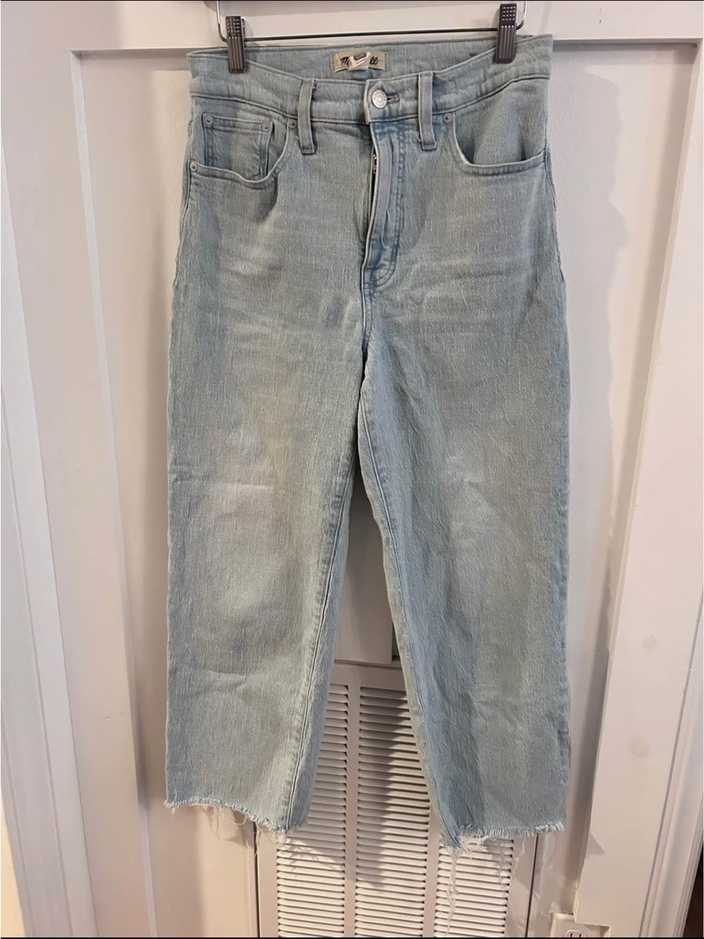 Madewell Perfect Vintage wide leg crop jeans raw hem size 28 stretchy